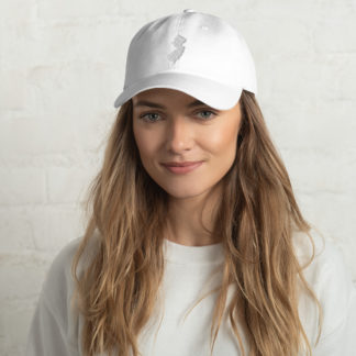 White Embroidered Dad Hat - Jersey